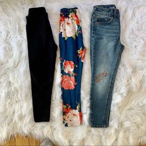 Girls 5/6 pants bundle-leggings/denim